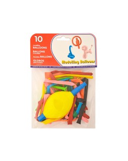 Globo 100% latex biodegradable para modelar + inflador bolsa de 10 unidades