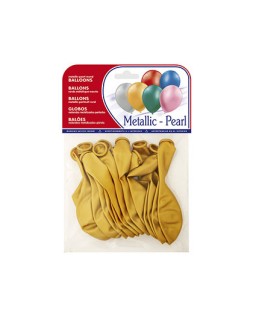 Globo 100% latex biodegradable metalizado oro bolsa de 15 unidades