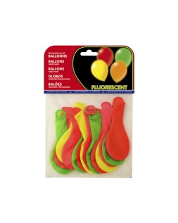 Globo 100% latex biodegradable fluorescente bolsa de 15 unidades colores surtidos