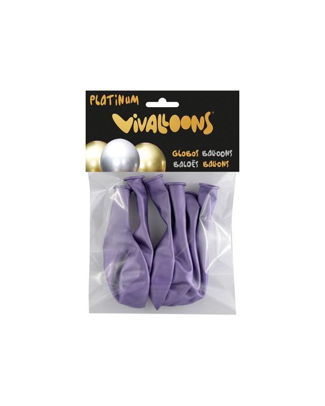 Globo 100% latex biodegradable lila blister de 6 unidades