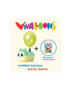 Compresor electrico panda 450w + bolsa de 50 globos 100% latex biodegradable colores surtidos regalo