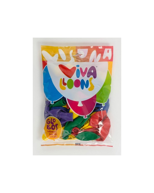 Globo 100% latex biodegradable vivalloons bolsa de 50 unidades colores surtidos
