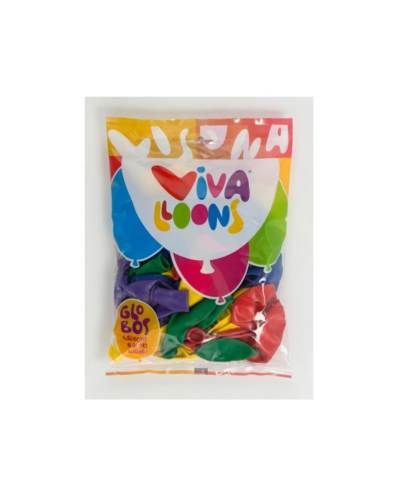 Globo 100% latex biodegradable vivalloons bolsa de 50 unidades colores surtidos