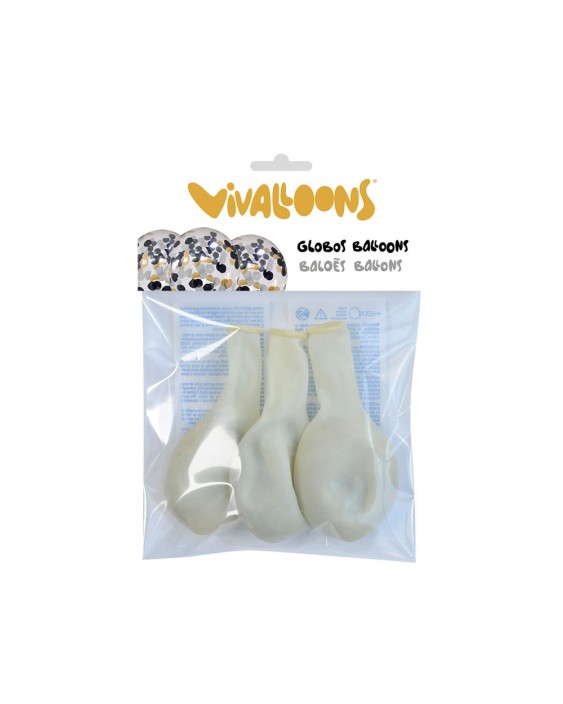 Globo 100% latex biodegradable vivalloons con cofetti metalizado oro/negro bolsa de 5 unidades