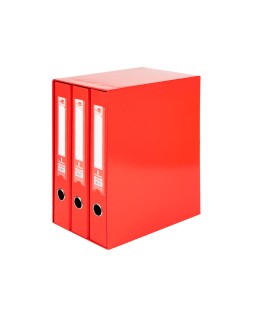 Modulo liderpapel 3 archivadores folio 2 anillas mixtas 40mm rojo