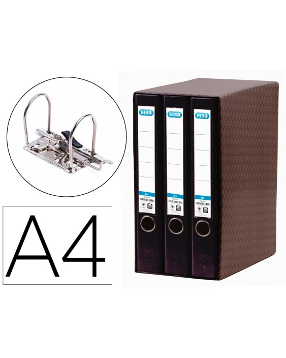 Modulo elba 3 archivadores de palanca din a4 2 anillas negro lomo de 50 mm