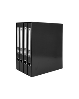 Modulo liderpapel 4 archivadores folio 2 anillas mixtas 25mm negro
