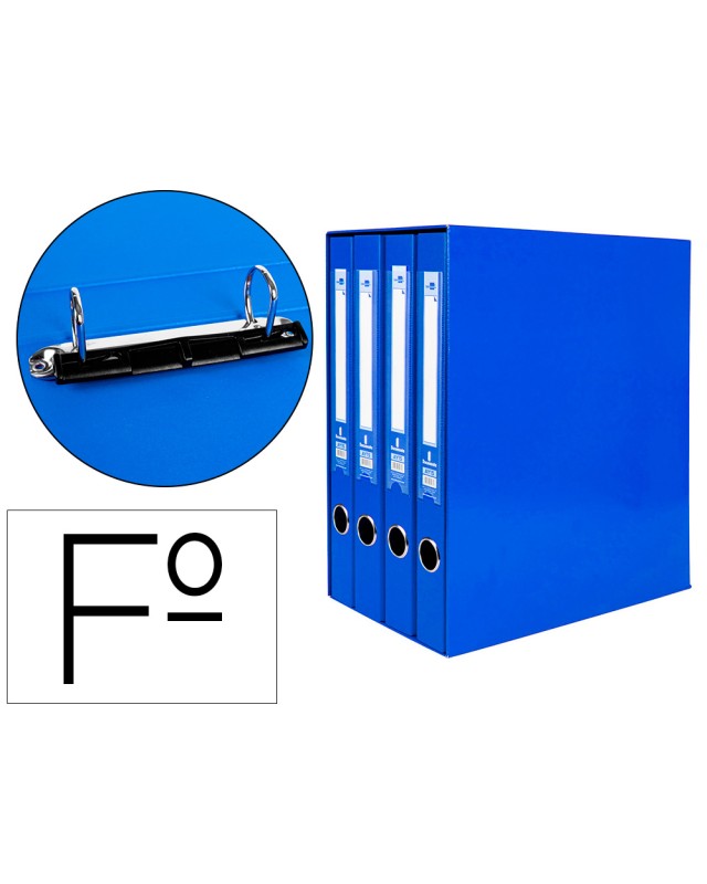 Modulo liderpapel 4 archivadores folio 2 anillas mixtas 25mm azul