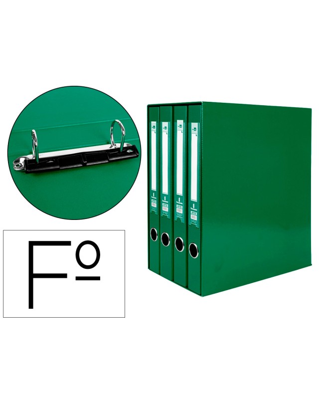 Modulo liderpapel 4 archivadores folio 2 anillas mixtas 25mm verde