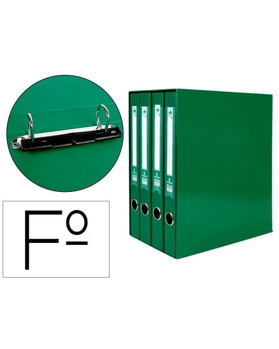 Modulo liderpapel 4 archivadores folio 2 anillas mixtas 25mm verde