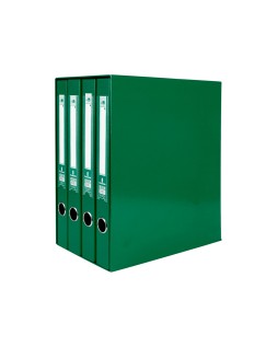 Modulo liderpapel 4 archivadores folio 2 anillas mixtas 25mm verde