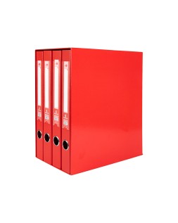 Modulo liderpapel 4 archivadores folio 2 anillas mixtas 25mm rojo