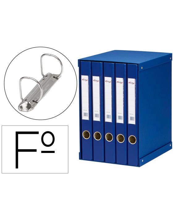 Modulo pardo 5 archivadores de palanca folio 2 anillas 25 mm azul 350x230x300 mm