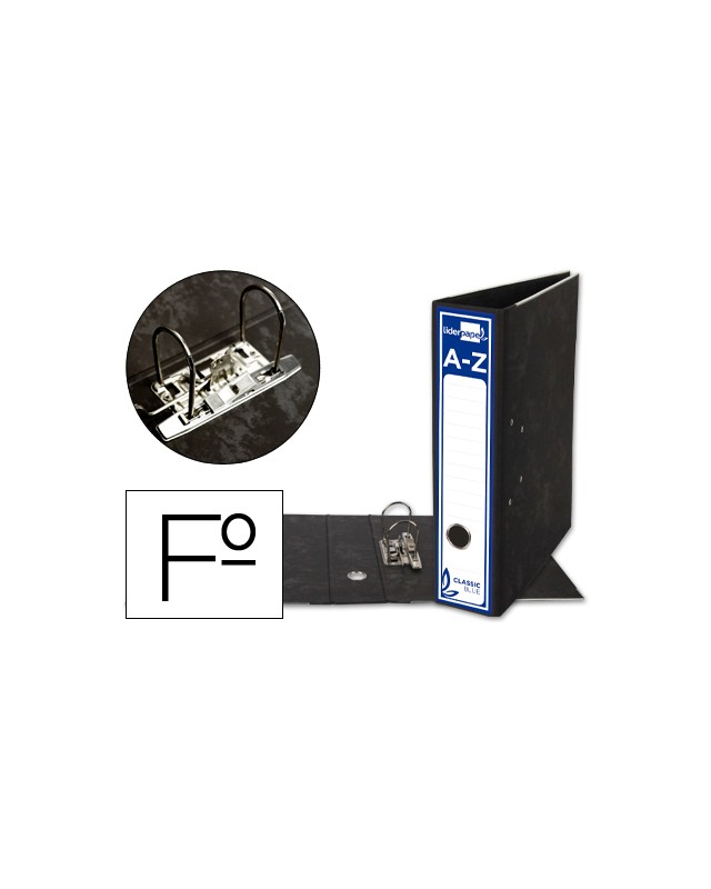 Archivador de palanca liderpapel folio classic blue carton entrecolado sin rado lomo 80mm negro compresor metal