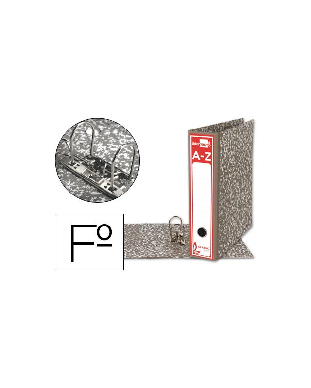 Archivador de palanca liderpapel folio classic red carton entrecolado sin rado lomo 80mm gris compresor metalico