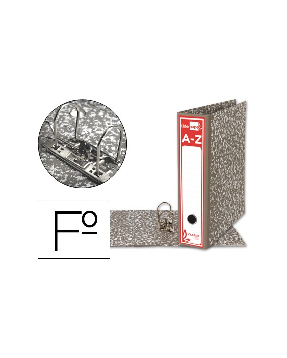 Archivador de palanca liderpapel folio classic red carton entrecolado sin rado lomo 80mm gris compresor metalico