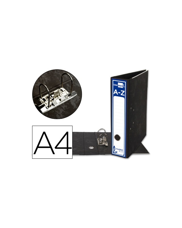 Archivador de palanca liderpapel a4 classic blue carton entrecolado sin rado lomo 80mm negro compresor metalico