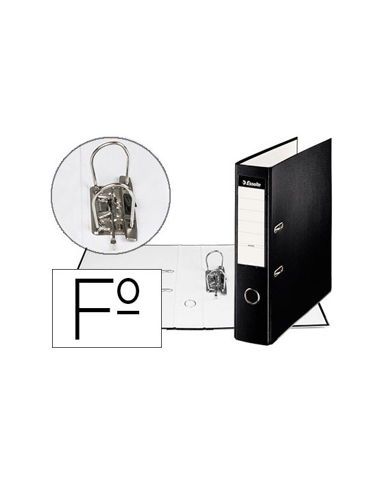 Archivador de palanca esselte carton forrado pvc folio lomo de 75 mm con rado negro