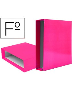 Caja archivador liderpapel de palanca carton folio documenta lomo 75 mm rosa