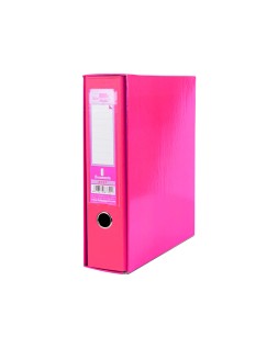 Caja archivador liderpapel de palanca carton folio documenta lomo 75 mm rosa