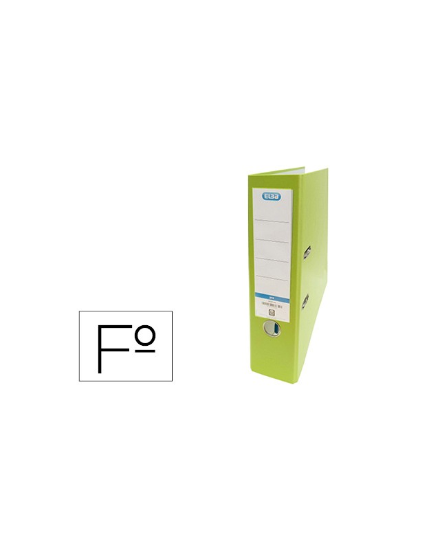 Archivador de palanca elba carton forrado pvc con rado top folio lomo 80 mm verde lima
