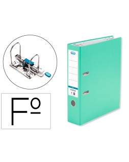 Archivador de palanca elba carton forrado pvc con rado top folio lomo 80 mm verde menta