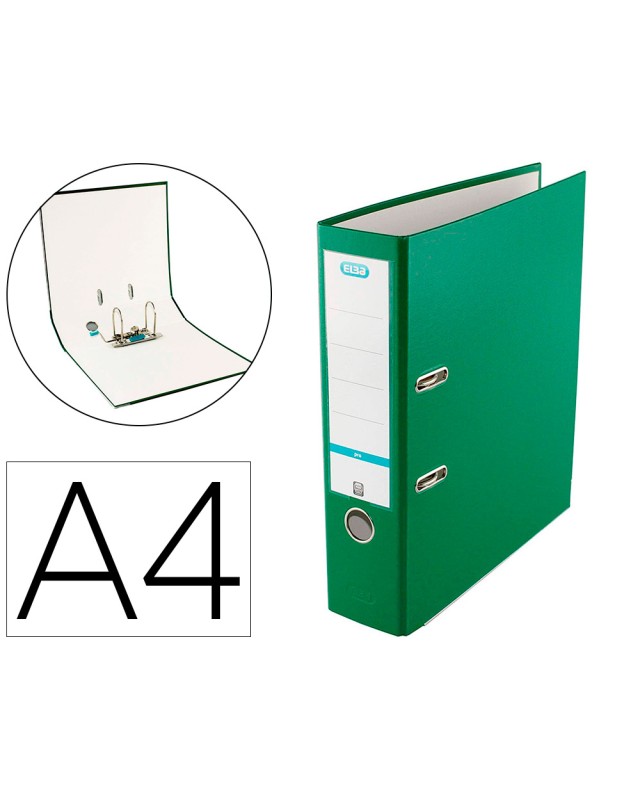 Archivador de palanca elba top carton compacto polipropileno con rado din a4 lomo de 80 mm verde