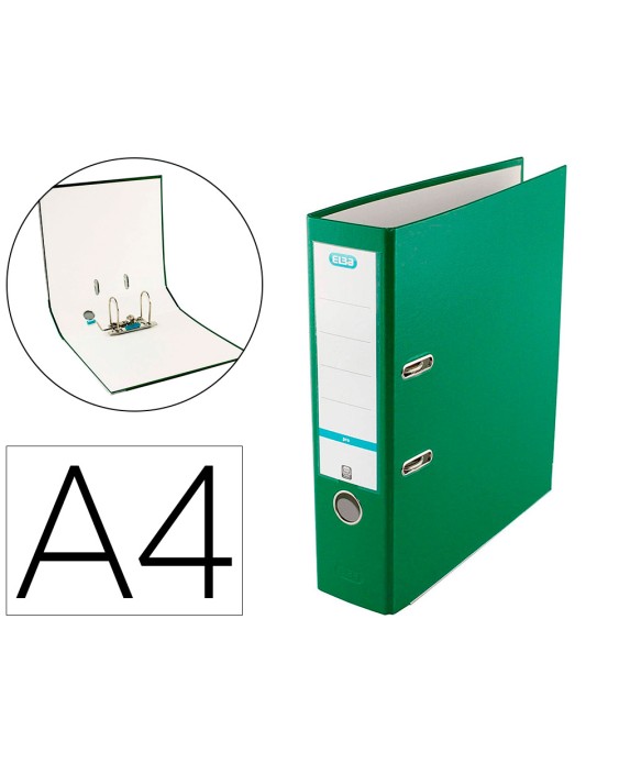 Archivador de palanca elba top carton compacto polipropileno con rado din a4 lomo de 80 mm verde