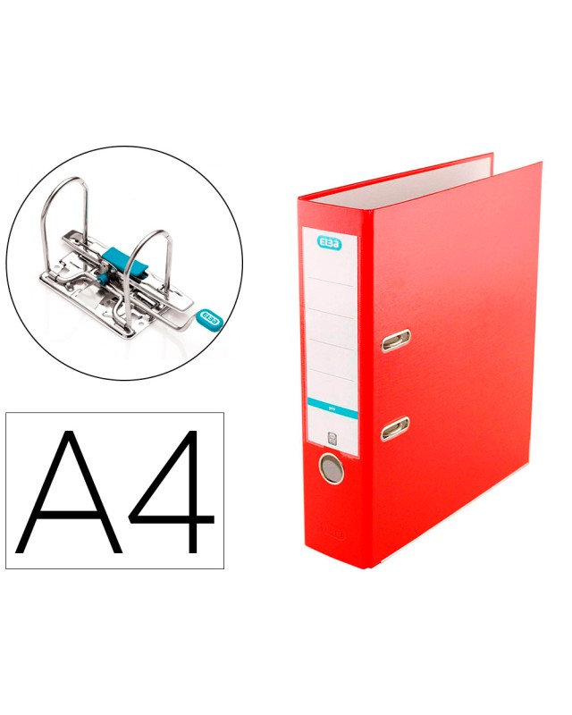 Archivador de palanca elba top carton compacto polipropileno con rado din a4 lomo de 80 mm rojo