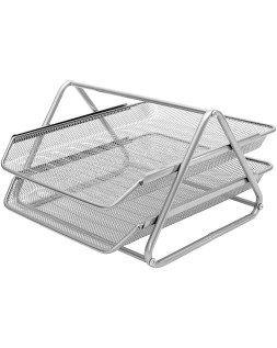 Bandeja sobremesa metalica q-connect rejilla gxa100 plata 2 bandejas movibles 300x185x350 mm