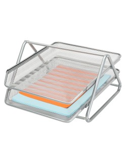 Bandeja sobremesa metalica q-connect rejilla gxa100 plata 2 bandejas movibles 300x185x350 mm