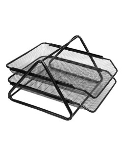 Bandeja sobremesa metalica q-connect rejilla gxa100 negra 2 bandejas movibles 300x185x350 mm