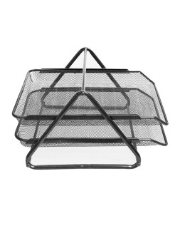 Bandeja sobremesa metalica q-connect rejilla gxa100 negra 2 bandejas movibles 300x185x350 mm