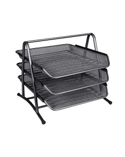 Bandeja sobremesa metalica q-connect kf00823 rejilla negra 3 bandejas movibles 350x278x275 mm