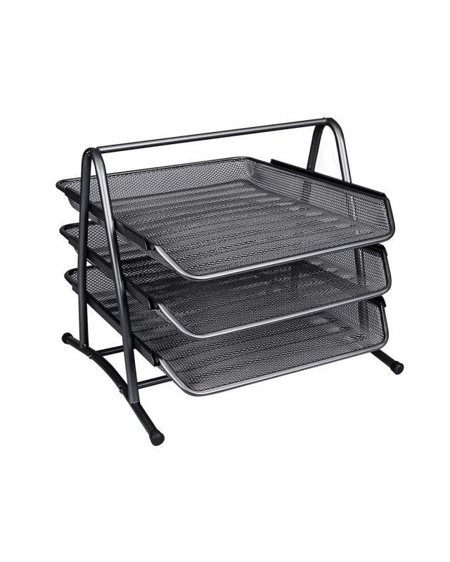 Bandeja sobremesa metalica q-connect kf00823 rejilla negra 3 bandejas movibles 350x278x275 mm