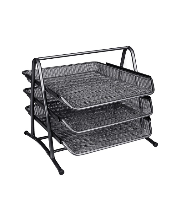 Bandeja sobremesa metalica q-connect kf00823 rejilla negra 3 bandejas movibles 350x278x275 mm