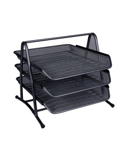 Bandeja sobremesa metalica q-connect kf00823 rejilla negra 3 bandejas movibles 350x278x275 mm