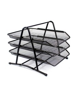 Bandeja sobremesa metalica q-connect kf00823 rejilla negra 3 bandejas movibles 350x278x275 mm