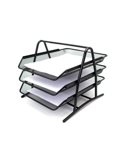 Bandeja sobremesa metalica q-connect kf00823 rejilla negra 3 bandejas movibles 350x278x275 mm