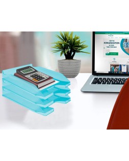 Bandeja sobremesa plastico q-connect turquesa transparente 240x70x340 mm