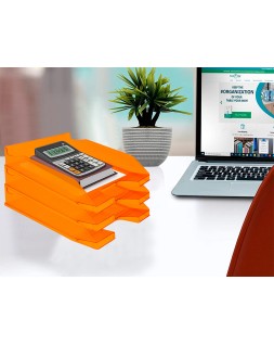 Bandeja sobremesa plastico q-connect naranja transparente 240x70x340 mm