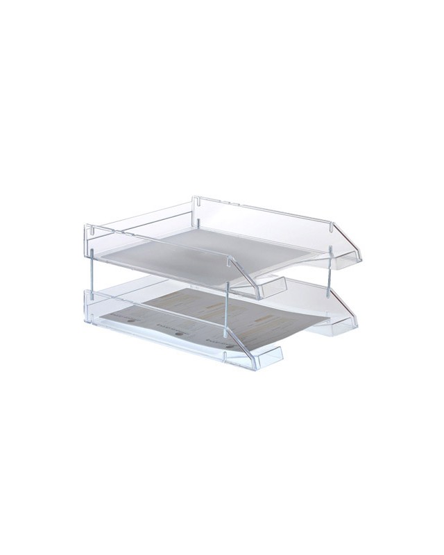 Bandeja sobremesa archivo 2000 plastico transparente cristal sin varillas 340x260x60 mm