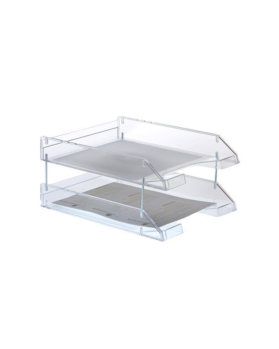 Bandeja sobremesa archivo 2000 plastico transparente cristal sin varillas 340x260x60 mm
