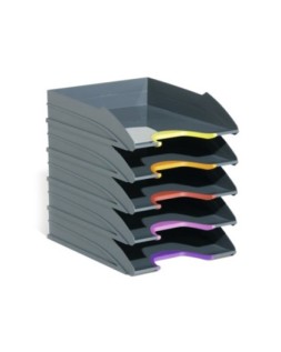 Bandeja sobremesa varicolor tray set durable plastico reciclado blue angel gris 255x55x330 mm pack 5 unidades