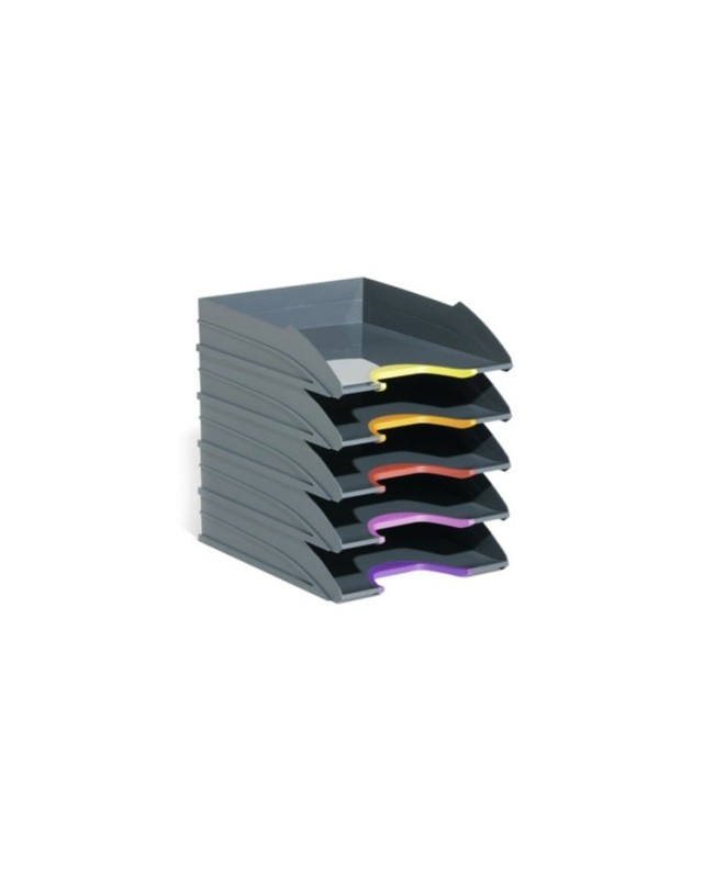 Bandeja sobremesa varicolor tray set durable plastico reciclado blue angel gris 255x55x330 mm pack 5 unidades