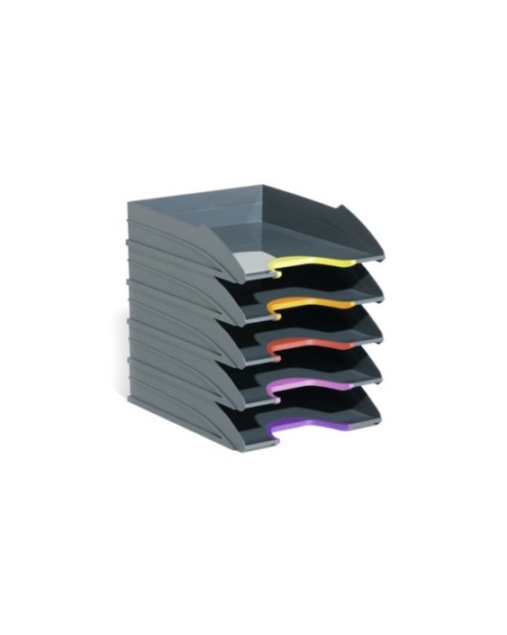Bandeja sobremesa varicolor tray set durable plastico reciclado blue angel gris 255x55x330 mm pack 5 unidades