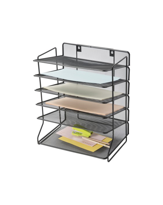 Bandeja sobremesa q-connect kf17289 metalica rejilla negra 6 bandejas 325x230x390 mm