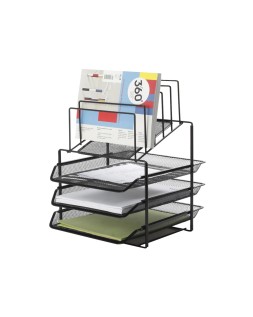 Bandeja clasificadora sobres q-connect kf17296 metalica rejilla negra 3 bandejas 300x350x420 mm