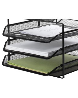 Bandeja clasificadora sobres q-connect kf17296 metalica rejilla negra 3 bandejas 300x350x420 mm