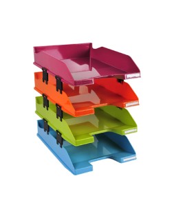 Bandeja sobremesa exacompta plastico arlequin set de 4 unidades colores surtidos 346x254x243 mm